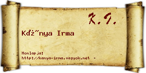 Kánya Irma névjegykártya